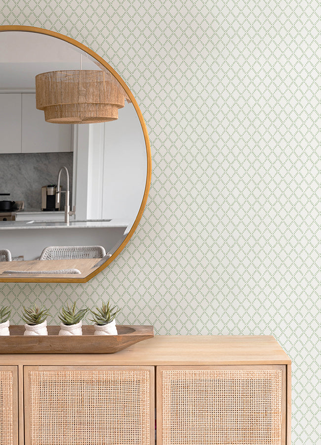 Trevor Sage Leaf Trellis Wallpaper  | Brewster Wallcovering - The WorkRm