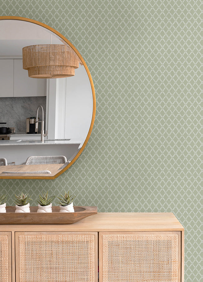 Trevor Moss Leaf Trellis Wallpaper  | Brewster Wallcovering - The WorkRm