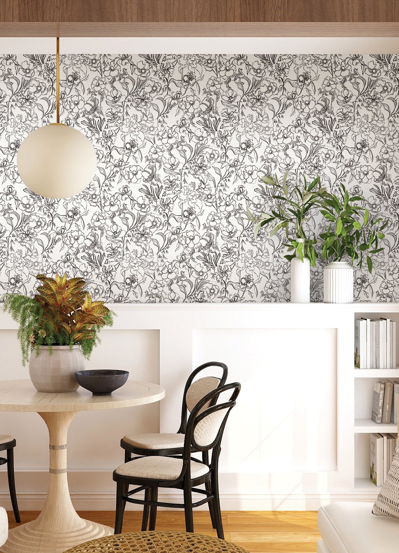 Grey May Bloom Peel and Stick Wallpaper - Brewster Wallcovering