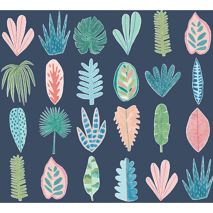 Picture of Leaf Boogie Denim Tropical Mix Wallpaper