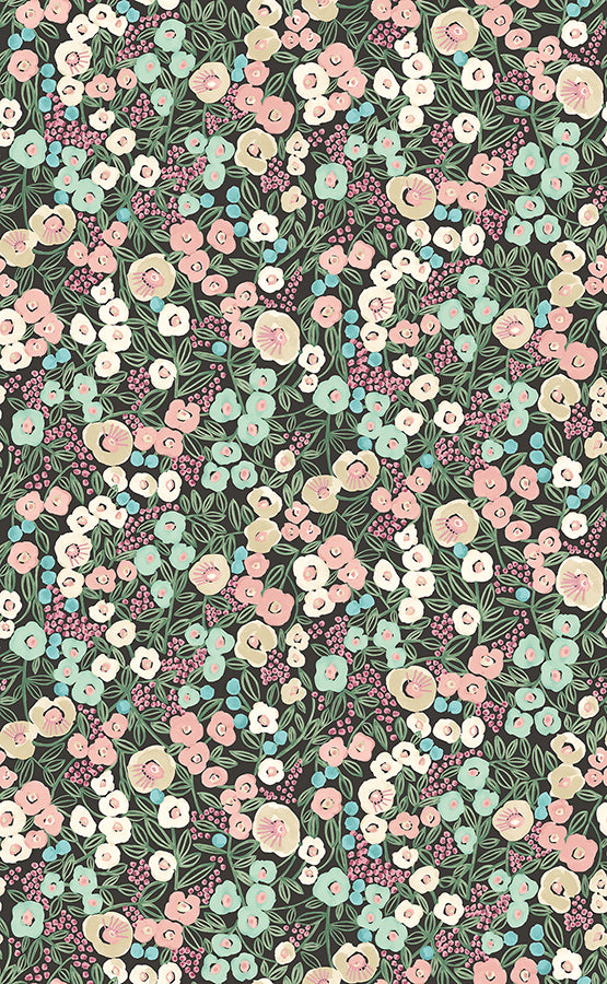 Flora Ditsy Pink Garden Wallpaper - Brewster Wallcovering