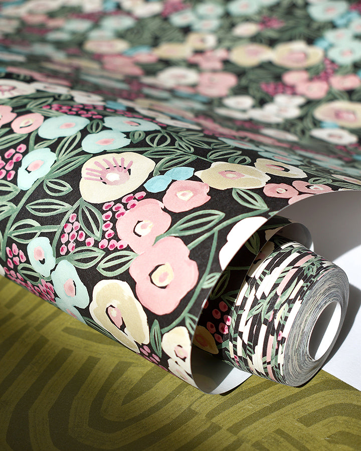 Flora Ditsy Pink Garden Wallpaper - Brewster Wallcovering