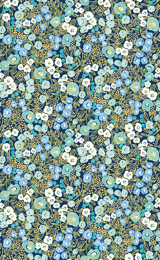 Flora Ditsy Blue Garden Wallpaper  | Brewster Wallcovering - The WorkRm