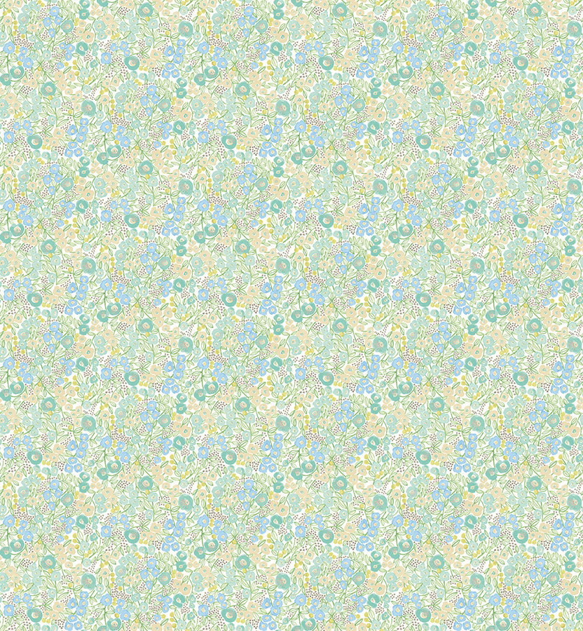 Flora Teal Garden Wallpaper  | Brewster Wallcovering - The WorkRm