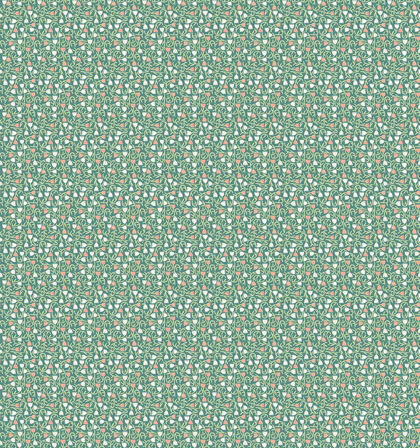 Aino Green Tiny Tulip Wallpaper - Brewster Wallcovering