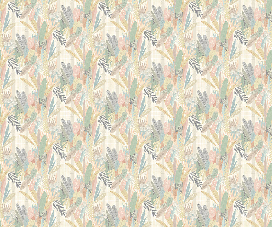 Glasshouse Pastel Tropical Damask Wallpaper  | Brewster Wallcovering - The WorkRm