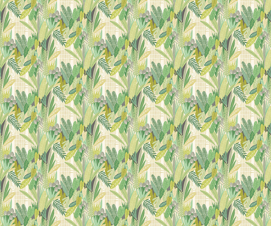 Glasshouse Green Tropical Damask Wallpaper  | Brewster Wallcovering - The WorkRm