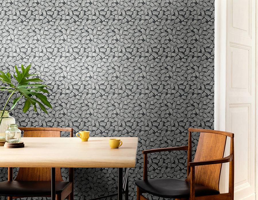 Elements Black Scribbled Arches Wallpaper  | Brewster Wallcovering - The WorkRm