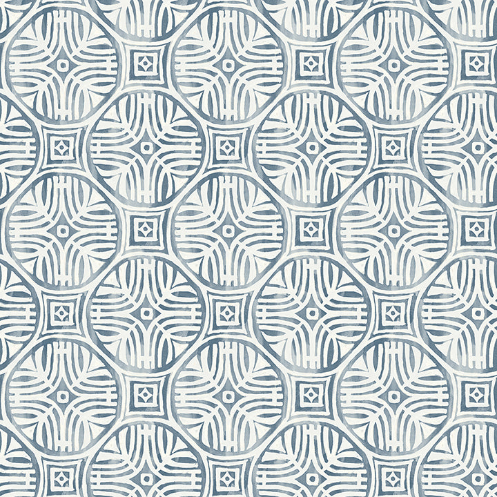 Picture of Sandee Navy Medallion Wallpaper