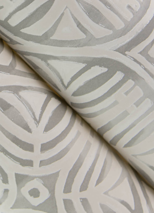 Sandee Grey Medallion Wallpaper - Brewster Wallcovering