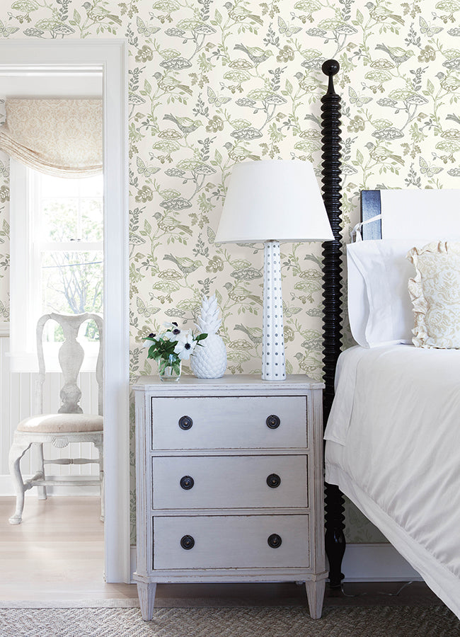 Malmo Green Trail Wallpaper - Brewster Wallcovering