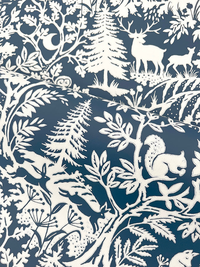 Alrick Navy Forest Venture Wallpaper  | Brewster Wallcovering - The WorkRm