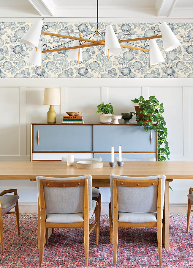 Zalipie Blue Floral Trail Wallpaper  | Brewster Wallcovering - The WorkRm