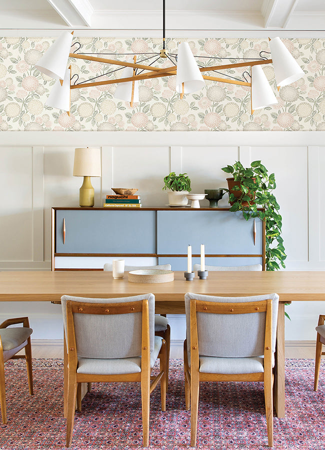 Zalipie Blush Floral Trail Wallpaper  | Brewster Wallcovering - The WorkRm