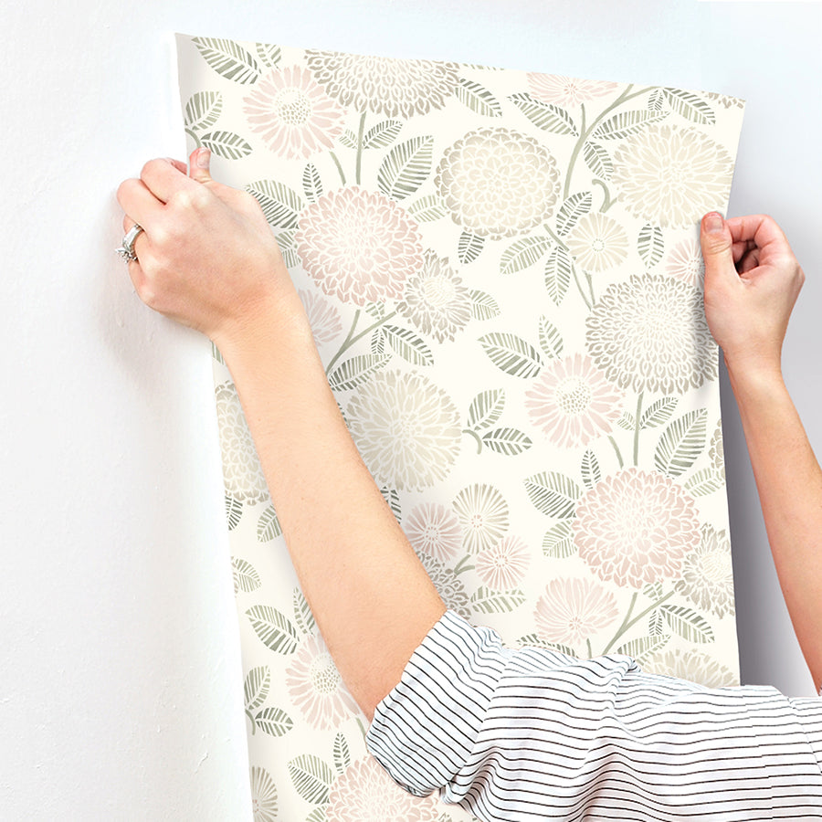 Zalipie Blush Floral Trail Wallpaper  | Brewster Wallcovering - The WorkRm