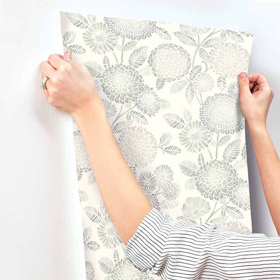 Zalipie Grey Floral Trail Wallpaper  | Brewster Wallcovering - The WorkRm