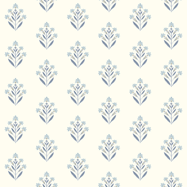 Picture of Kova Blue Floral Crest Wallpaper