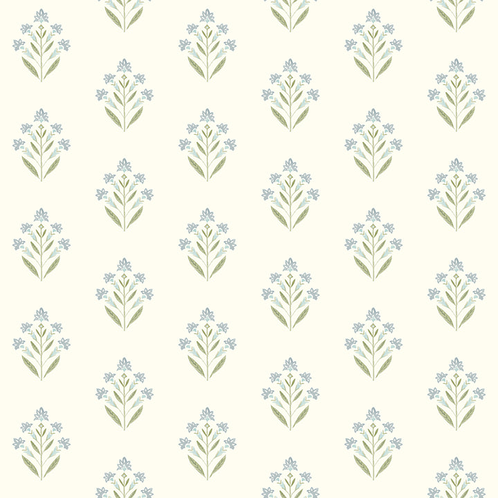 Picture of Kova Aquamarine Floral Crest Wallpaper