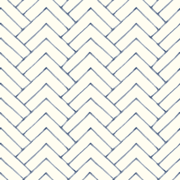 Picture of Oswin Navy Tiered Herringbone Wallpaper