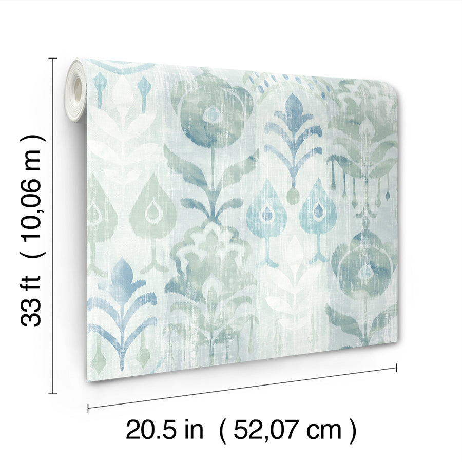 Pavord Green Floral Shibori Wallpaper  | Brewster Wallcovering - The WorkRm