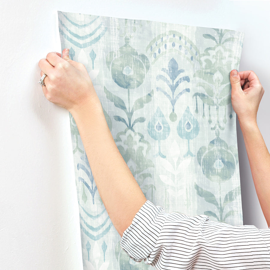 Pavord Green Floral Shibori Wallpaper  | Brewster Wallcovering - The WorkRm