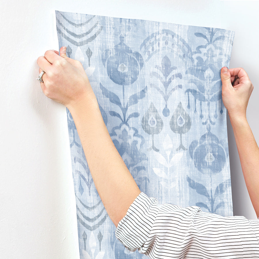 Pavord Blue Floral Shibori Wallpaper  | Brewster Wallcovering - The WorkRm