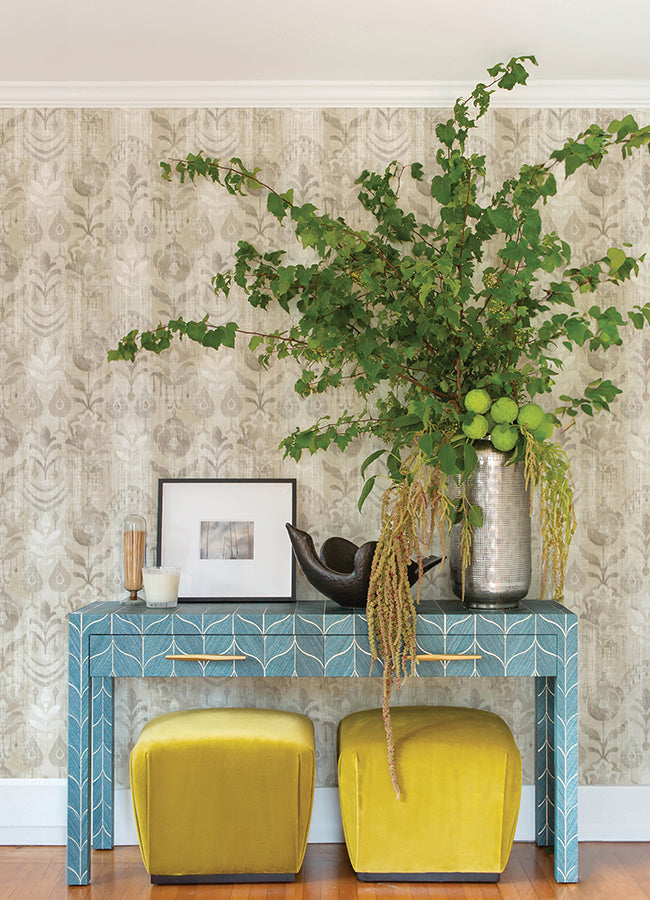 Pavord Neutral Floral Shibori Wallpaper  | Brewster Wallcovering - The WorkRm