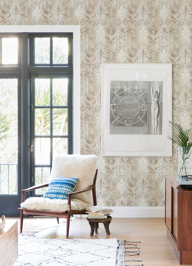 Pavord Neutral Floral Shibori Wallpaper  | Brewster Wallcovering - The WorkRm