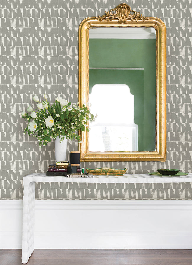 Bancroft Grey Artistic Stripe Wallpaper  | Brewster Wallcovering - The WorkRm