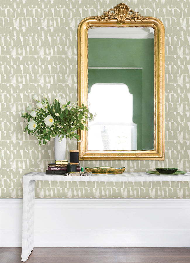 Bancroft Sage Artistic Stripe Wallpaper  | Brewster Wallcovering - The WorkRm