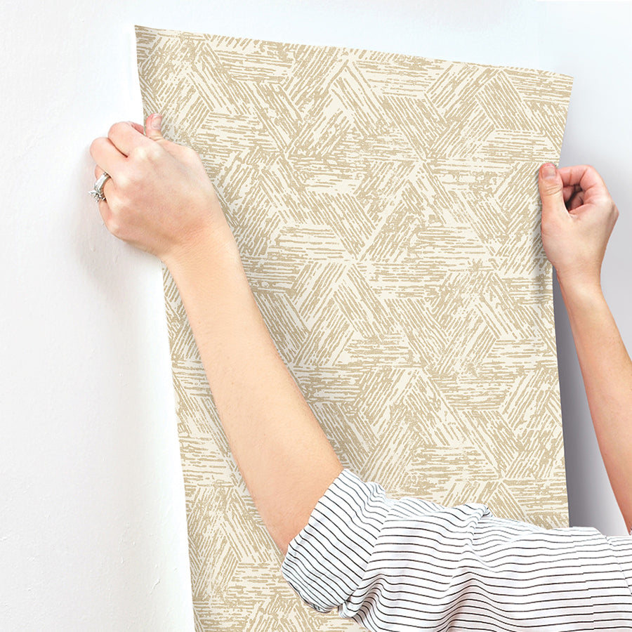 Retreat Light Brown Quilted Geometric Wallpaper  | Brewster Wallcovering - The WorkRm