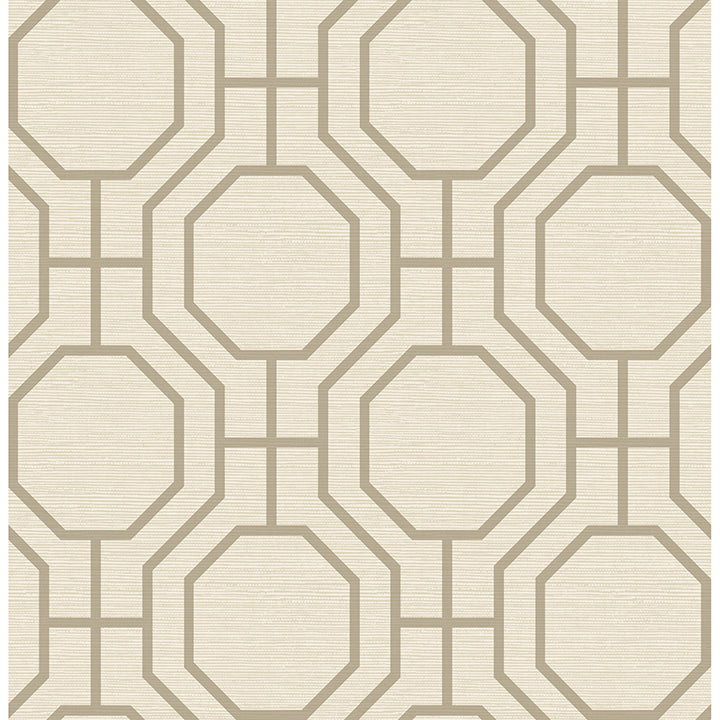 Picture of Manor Taupe Geometric Trellis Wallpaper