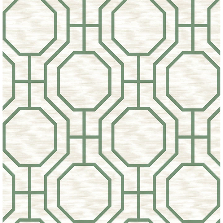 Picture of Manor Green Geometric Trellis Wallpaper