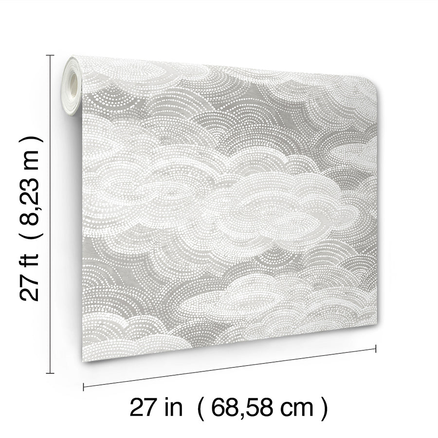 Vision Grey Stipple Clouds Wallpaper  | Brewster Wallcovering - The WorkRm