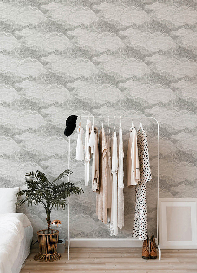 Vision Grey Stipple Clouds Wallpaper  | Brewster Wallcovering - The WorkRm