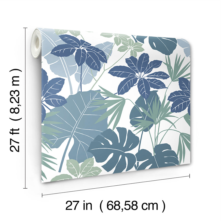 Medellin Blue Rainforest Floor Wallpaper  | Brewster Wallcovering - The WorkRm