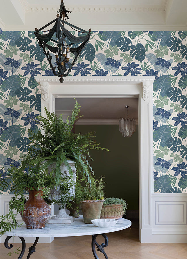 Medellin Blue Rainforest Floor Wallpaper  | Brewster Wallcovering - The WorkRm