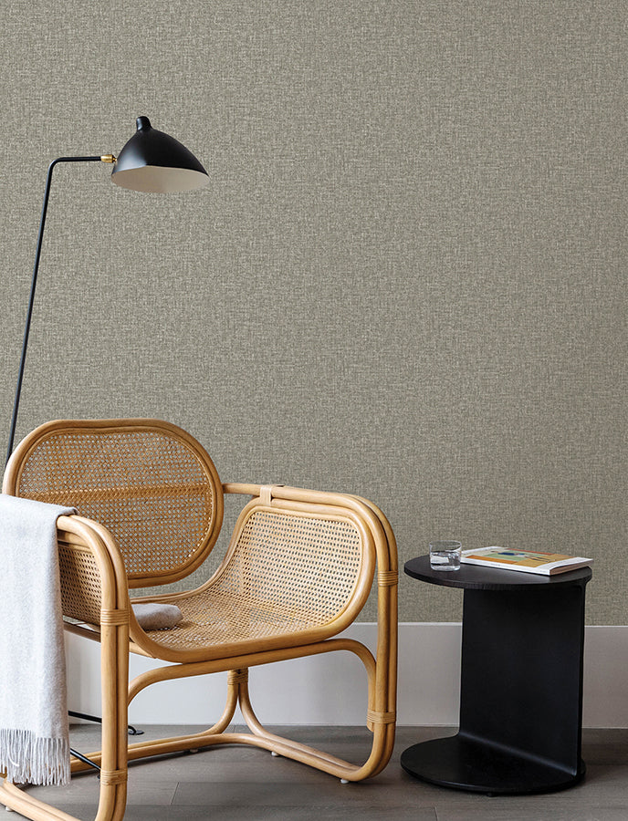 Larimore Light Brown Faux Fabric Wallpaper - Brewster Wallcovering