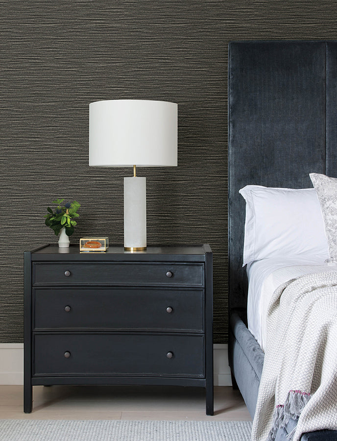 Hazen Black Shimmer Stripe Wallpaper - Brewster Wallcovering