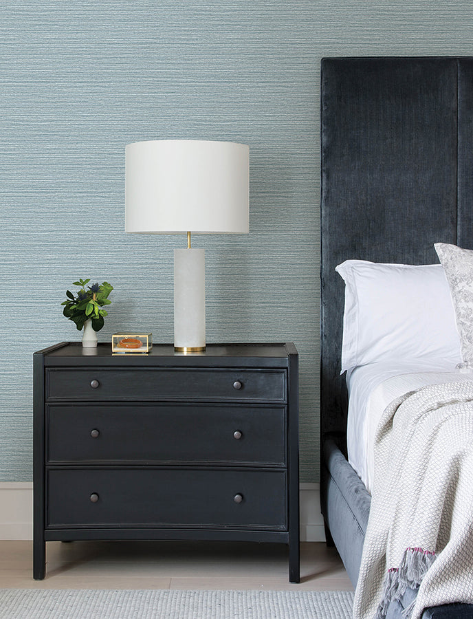 Hazen Sky Blue Shimmer Stripe Wallpaper  | Brewster Wallcovering - The WorkRm