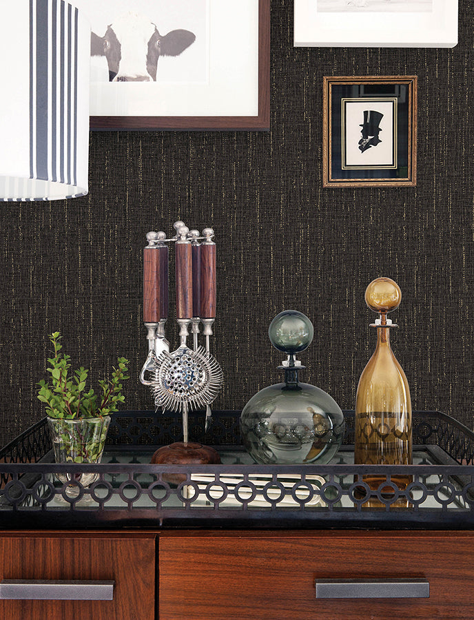 Sanburn Brown Metallic Linen Wallpaper  | Brewster Wallcovering - The WorkRm