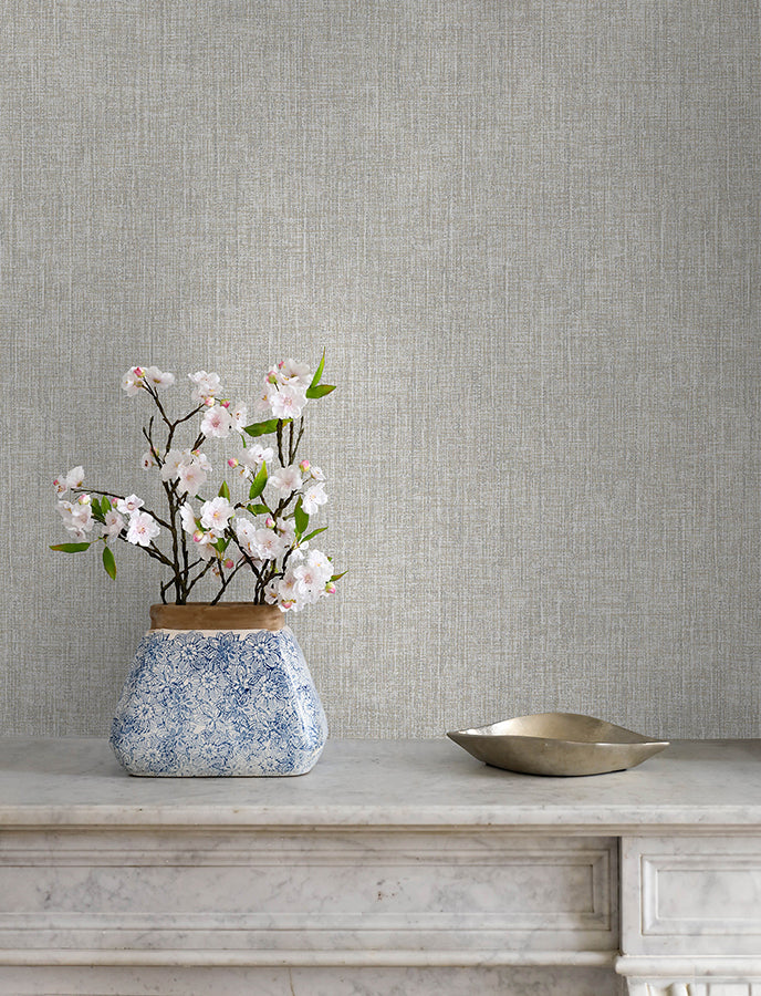 Glenburn Dove Woven Shimmer Wallpaper - Brewster Wallcovering