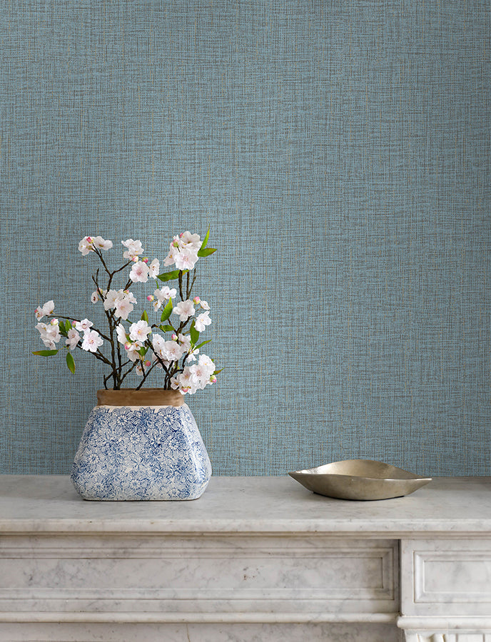 Glenburn Light Blue Woven Shimmer Wallpaper  | Brewster Wallcovering - The WorkRm