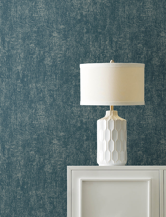 Edmore Dark Blue Faux Suede Wallpaper - Brewster Wallcovering