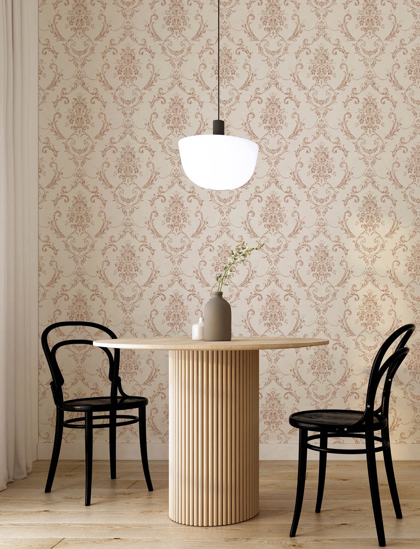 Glenda Copper Floral Damask Wallpaper  | Brewster Wallcovering - The WorkRm