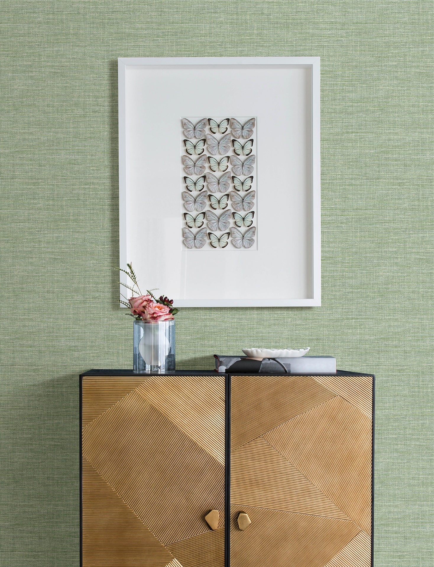 Exhale Light Green Faux Grasscloth Wallpaper  | Brewster Wallcovering - The WorkRm