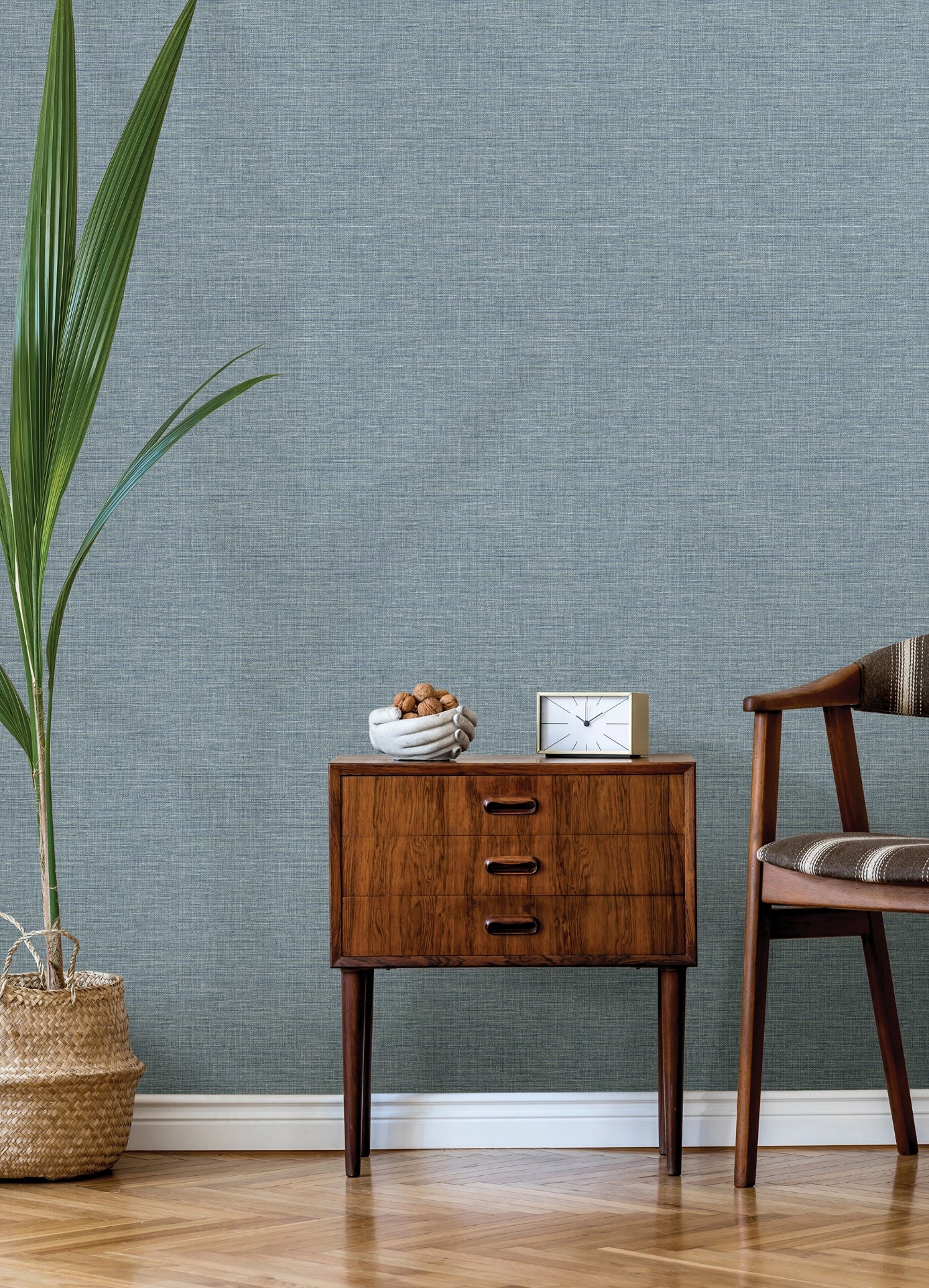 Exhale Sky Blue Faux Grasscloth Wallpaper  | Brewster Wallcovering - The WorkRm