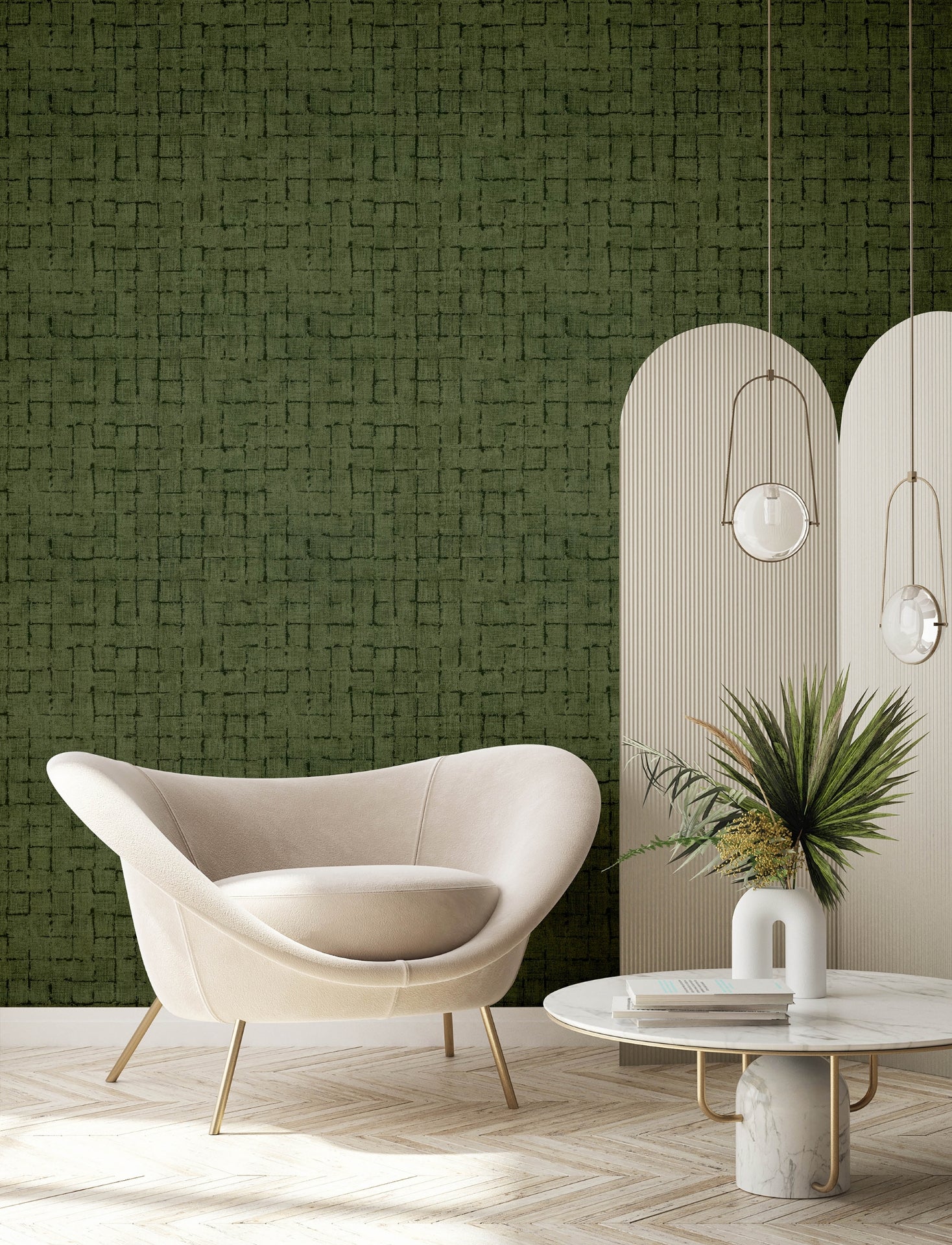 Blocks Olive Checkered Wallpaper  | Brewster Wallcovering
