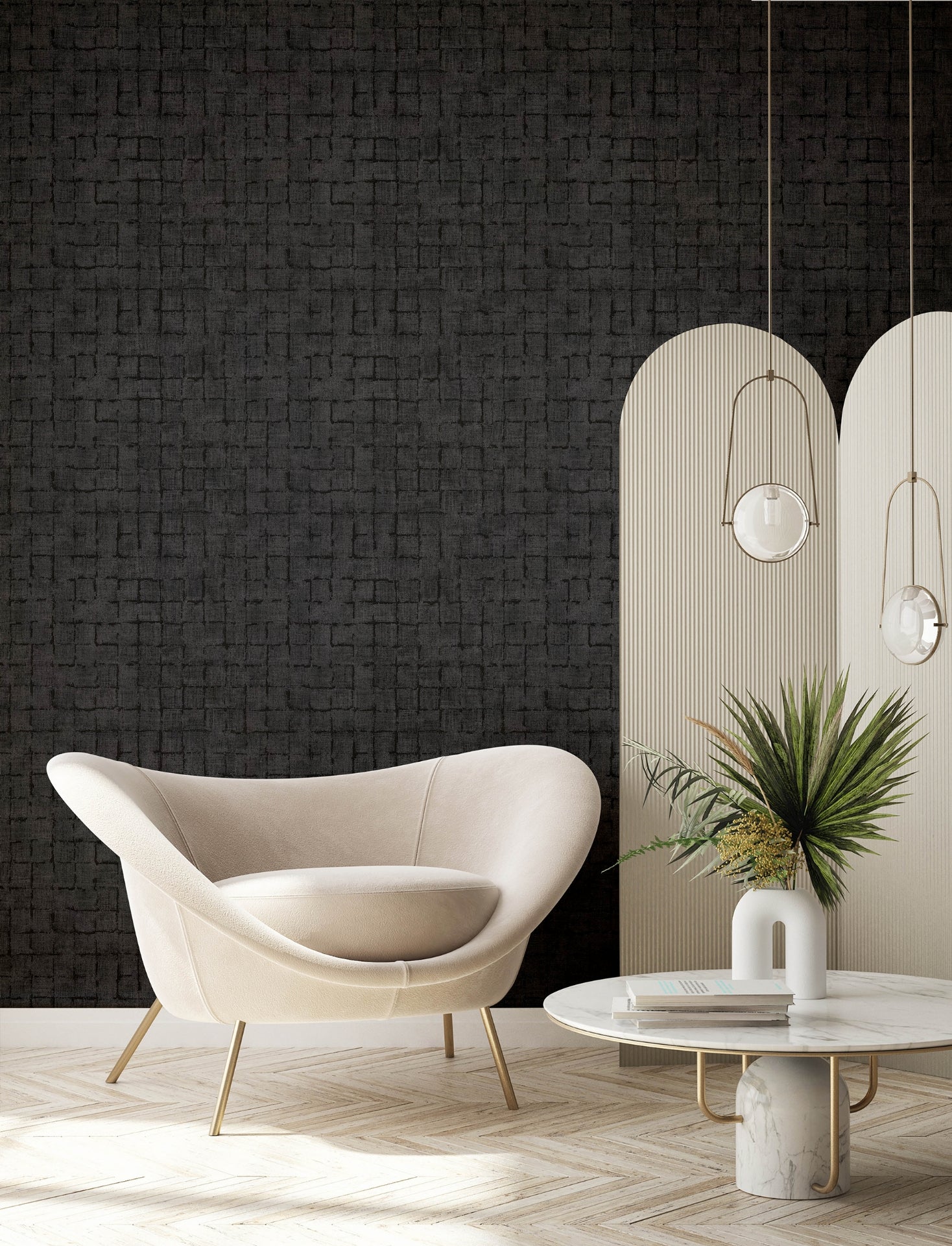Blocks Charcoal Checkered Wallpaper  | Brewster Wallcovering