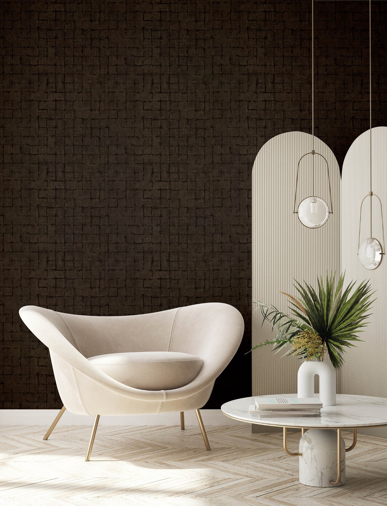 Blocks Chocolate Checkered Wallpaper  | Brewster Wallcovering